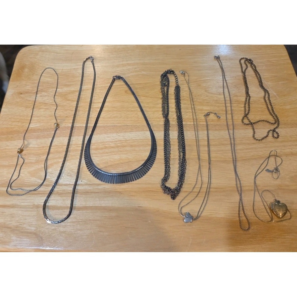 Lot Of 8 Misc Necklaces Jewelry Box Dump